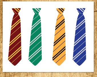 Harry Potter Inspired Printable Ties Party Favor | Gryffindor, Slytherin, Hufflepuff & Ravenclaw Colors | Digital Download | 8.5x11"