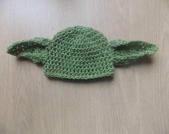 crochet green star wars baby yoda hat photo props newborn to 12 months 0-12