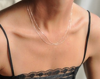 Dainty thin layering necklace, Delicate chain necklace, Simple layering necklace, Minimalist chain necklace, Thin gold sterling chain, NS11