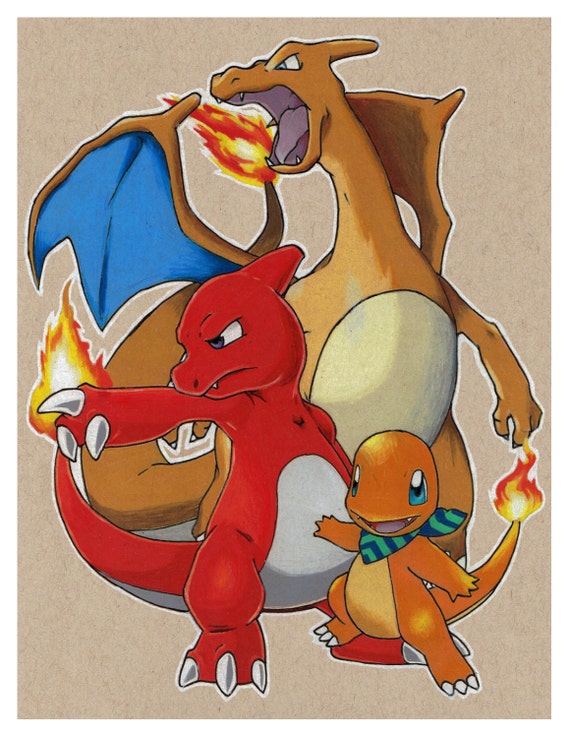 Pokemon Charmander Evolution Prints