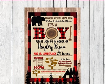 Lumberjack Baby Shower Invite-***Digital File*** (Baby-Lumber)