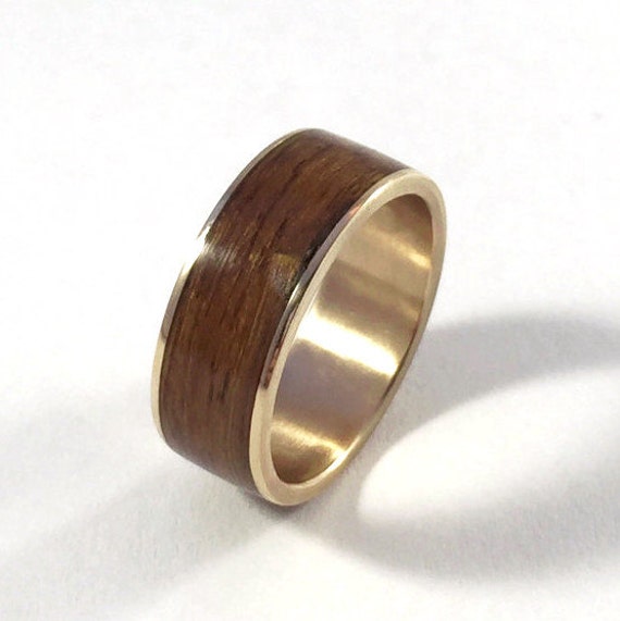 Bronze wedding ring Teak and Bronze wood wedding ring wood