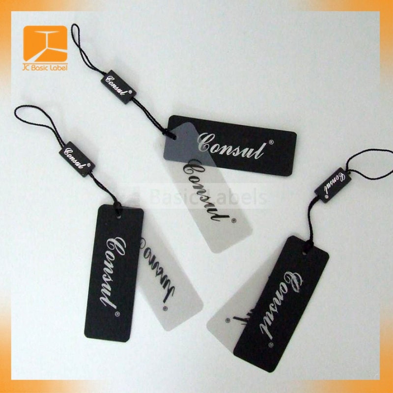 500 plastic tag with string fancy clothing plastic hang