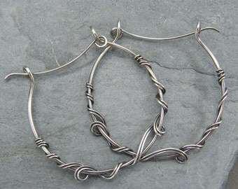Bohemian earrings for women ~ Silver hoops ~ Sterling silver hoop earrings ~ Large sterling silver hoop earrings ~ Gypsy earrings ~ Gift