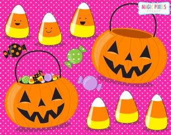 Halloween Clip Art | Halloween Candy | Candy Corn | Pumpkin Candy Buckets | 11 PNG Images | Commercial Use | Instant Download