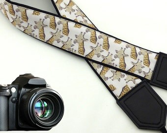 Giraffe camera strap. Black and beige Camera strap. SLR Camera Strap. Padded camera strap. Photographer accessory by InTePro