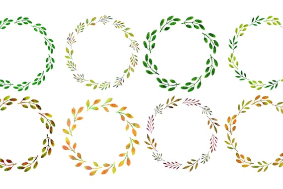 Items similar to Wreaths Clipart Orange Green Leaves Png Wreath - diy ...