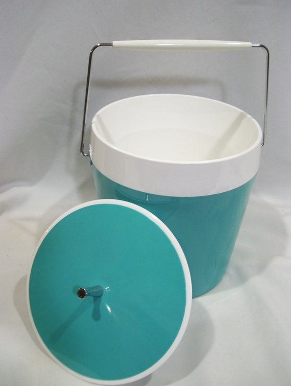 1950s Turquoise Blue Ice Bucket Mod Mid Century