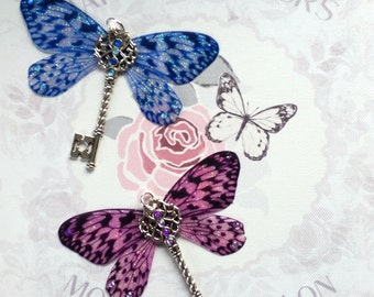Magical Tiger-Wing Key Pendants (on silver-plated chain)