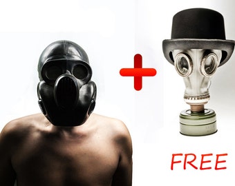 Halloween Black Gas mask PBF-EO19 Scary mask called Gorilla mask. Steampunk. White GP 5 for FREE