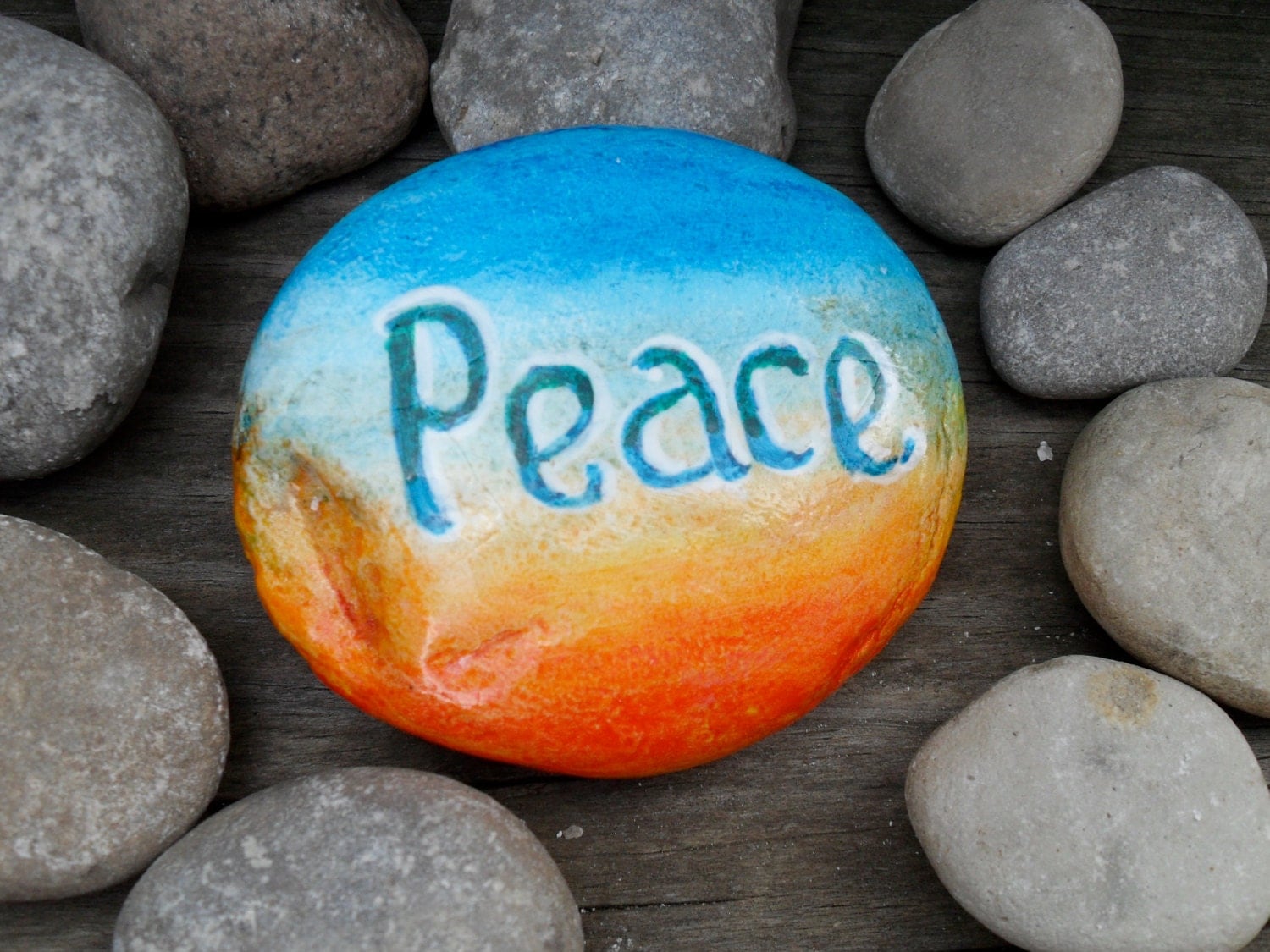Hand Painted Rock Peace Message by KarensFineCrafts on Etsy