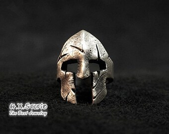 Handmade Silver Spartan Ring, Silver Warriors Helmet Ring, Spartan Helmet Ring, Open Ring, Wide Open Ring Band, Wholesale Available