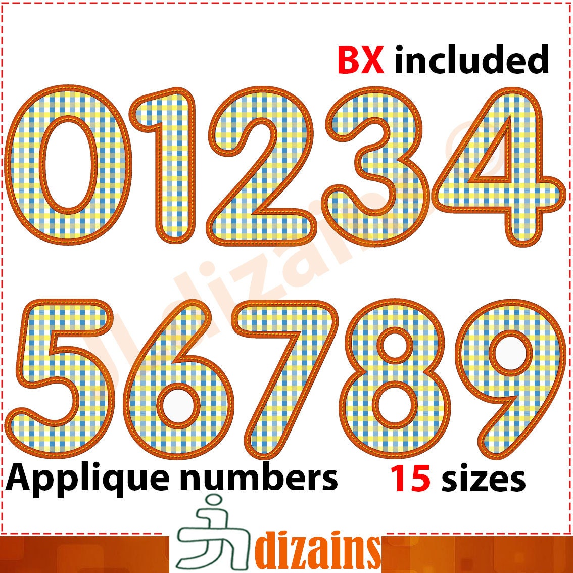 Applique Number set. Embroidery numbers. Birthday numbers