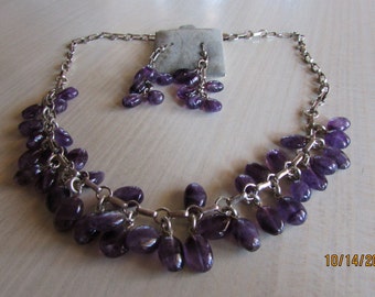 Sterling silver and Amethyst Neckace and Earrings