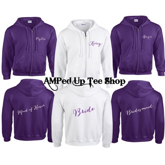 Items similar to Set of 6 Bridesmaid Zip Up Sweatshirts Years known the
