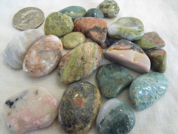 Pink And Green Polished Stones Moss Inclusions Michigan