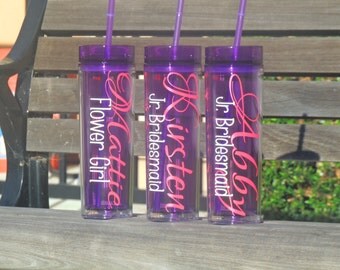Flower girl cups, Personalized water cup, jr. bridesmaid tumbler, party cups, wedding party gift, acrylic tumbler, flower girl tumbler