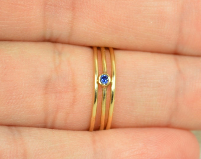 Tiny Sapphire Ring, Sapphire Stacking Ring, Gold Filled Sapphire Ring, Sapphire Mothers Ring, September Birthstone, Gold Sapphire Ring