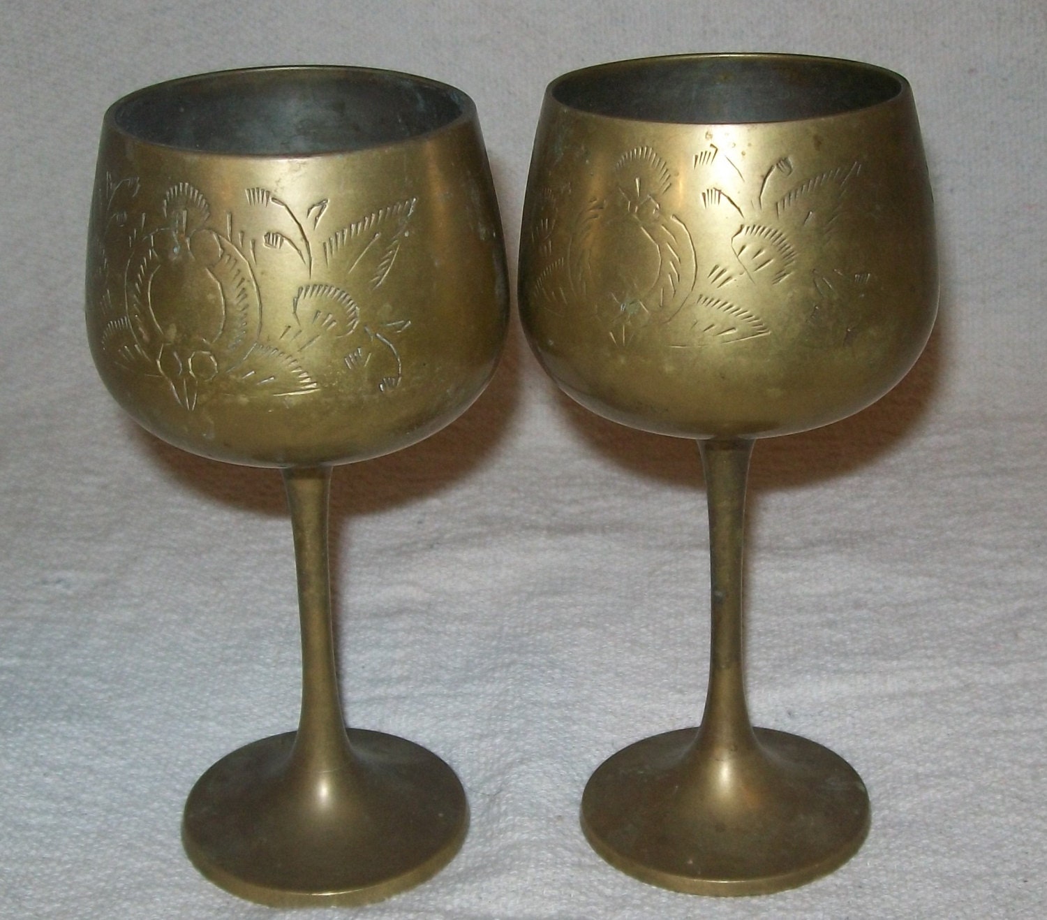 Vintage Brass Wine Goblets By Susieqgeneralstore On Etsy