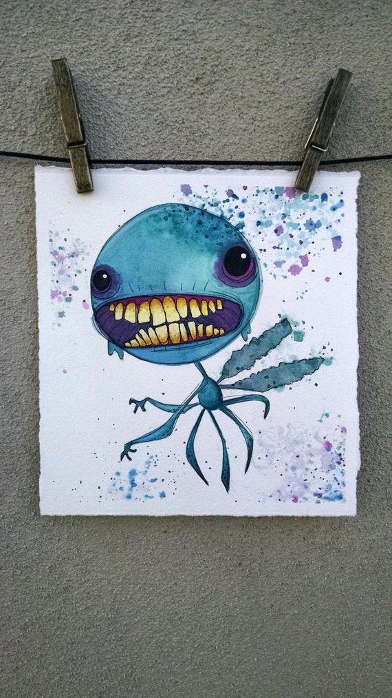 HELLBOY 2 TOOTH FAIRY 7.5 X 8 Original Watercolor Painting