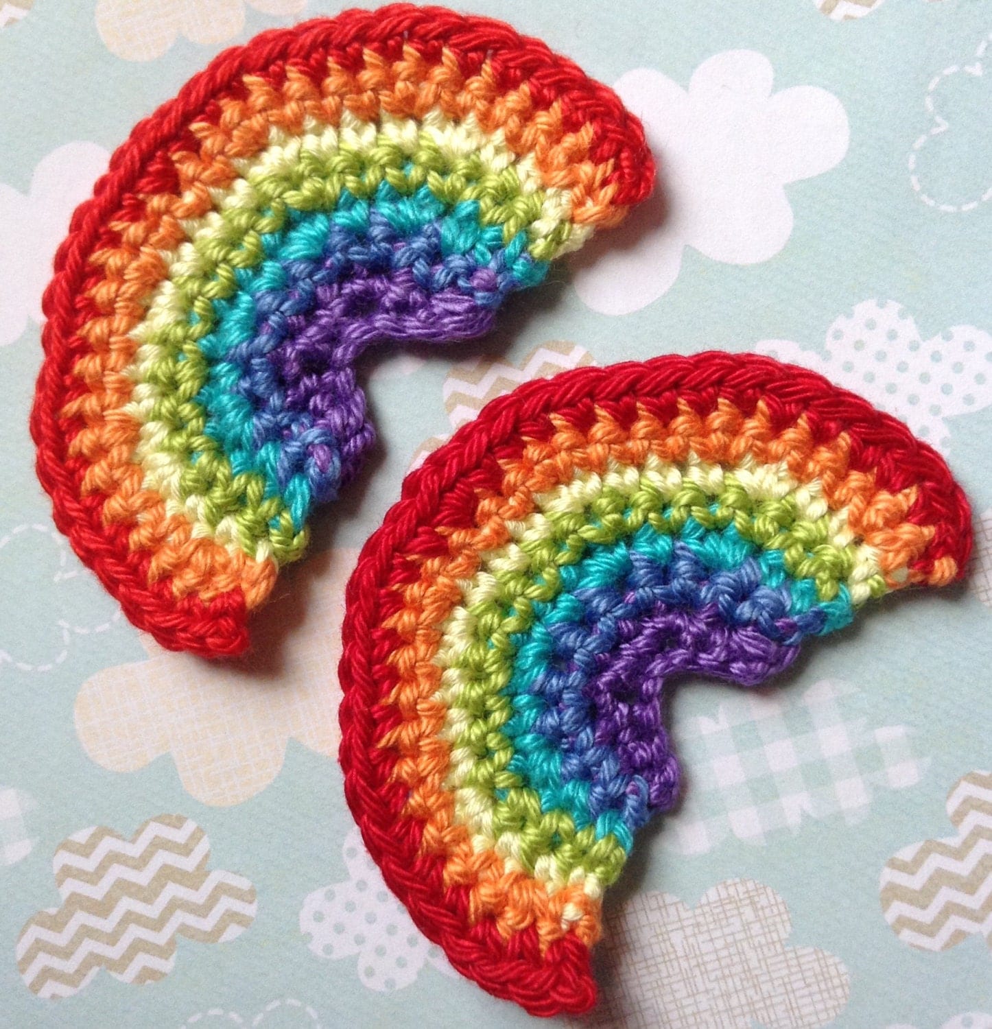 Crochet Rainbow Appliqués Embellishments by RainbowsnmoreCrafts on Etsy