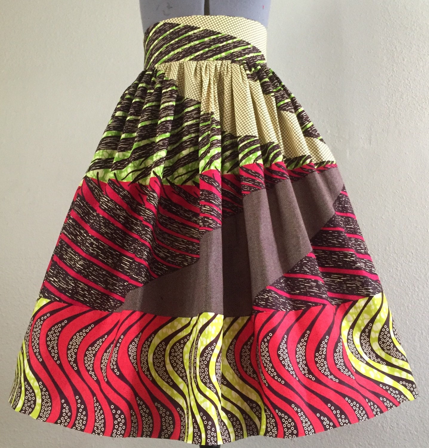 Beautiful African Wax Print High Waisted Skirt Fit and Flare