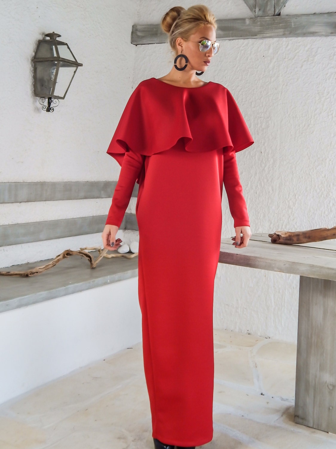 scuba neoprene cape maxi dress kaftan with pockets scuba neoprene cape maxi dress kaftan with pockets