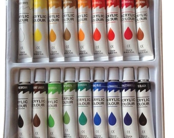 18 PC ACRYLIC PAINTS Set Professional Artist Painting Pigment Tubes 12ml