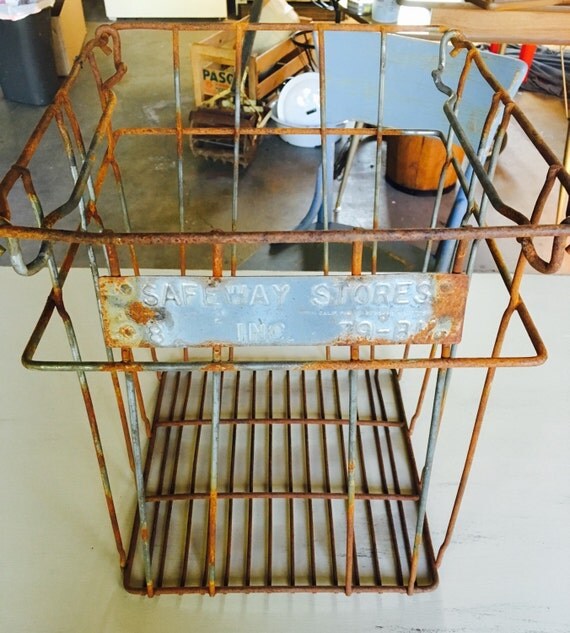 Metal Safeway Milk Basket with Metal Safeway by PosyBoutique