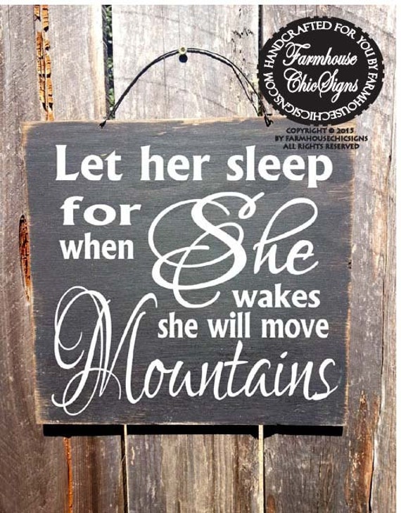 baby decor, nursery decor, Let Her Sleep Sign, Napolean Bonaparte Quote, Nursery Decor, Girls Room