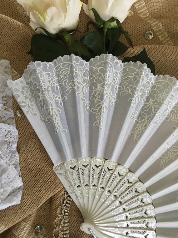 White Hand Held Fan Wedding Fan Bride Bridal Spanish Costume
