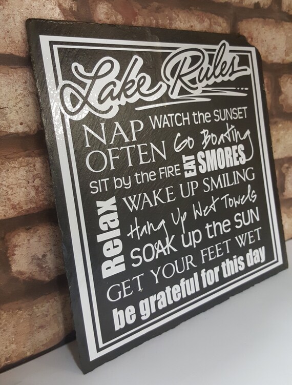 LAKE RULES Lake House Sign Houseboat Sign by ThreeDamesDreamin