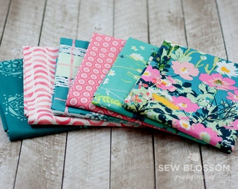 LAVISH Fabric BUNDLE - Teal with Pink Collection - Art Gallery Fabrics