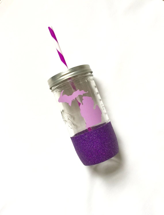 Michigan Jar Jar Junkie Glitter Dipped Mason Jar by reprizedesigns
