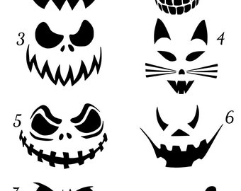 Jack O Lantern Scary Faces Vinyl Decal, Halloween Face Vinyl Decals, Pumpkin Vinyl Decal, Halloween Sticker, Door Hanger Decal, Car Decal