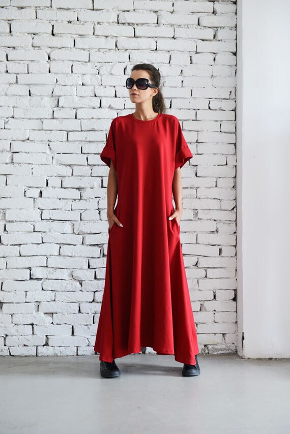 Red Maxi Dress/Oversize Kaftan/Plus Size Maxi Dress/Red