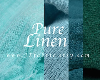 Pure linen fabric. Solid green linen. Turquoise linen. eco-friendly fabric. 135cm wide
