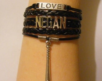 Negan bracelet, Negan jewelry, Walking Dead bracelet, Walking Dead jewelry, fashion bracelet, fashion jewelry, leather Negan bracelet