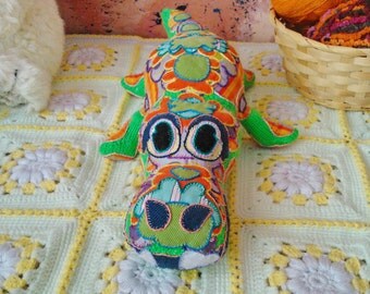 Hand knitted little crocodile toy, soft toy, plush toy, stuffed toy