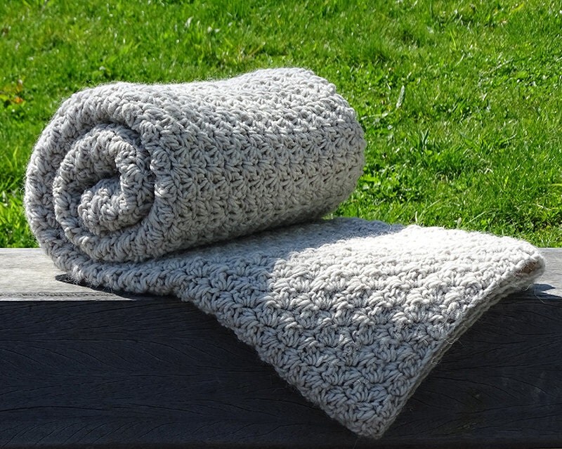 Crochet Blanket Chunky Blanket Baby Blanket Alpaca by bySnooze