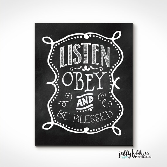 Items similar to Listen, Obey & Be Blessed Wall Print for Jehovah's