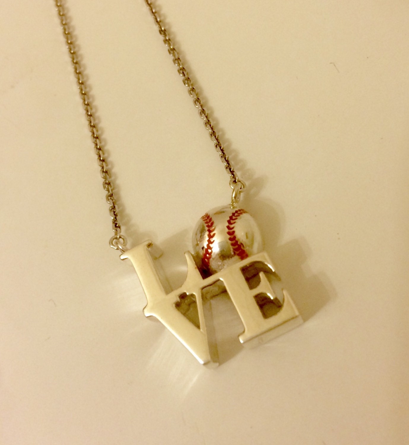 Baseball Love Necklace in Sterling Silver by Lizidalena on Etsy