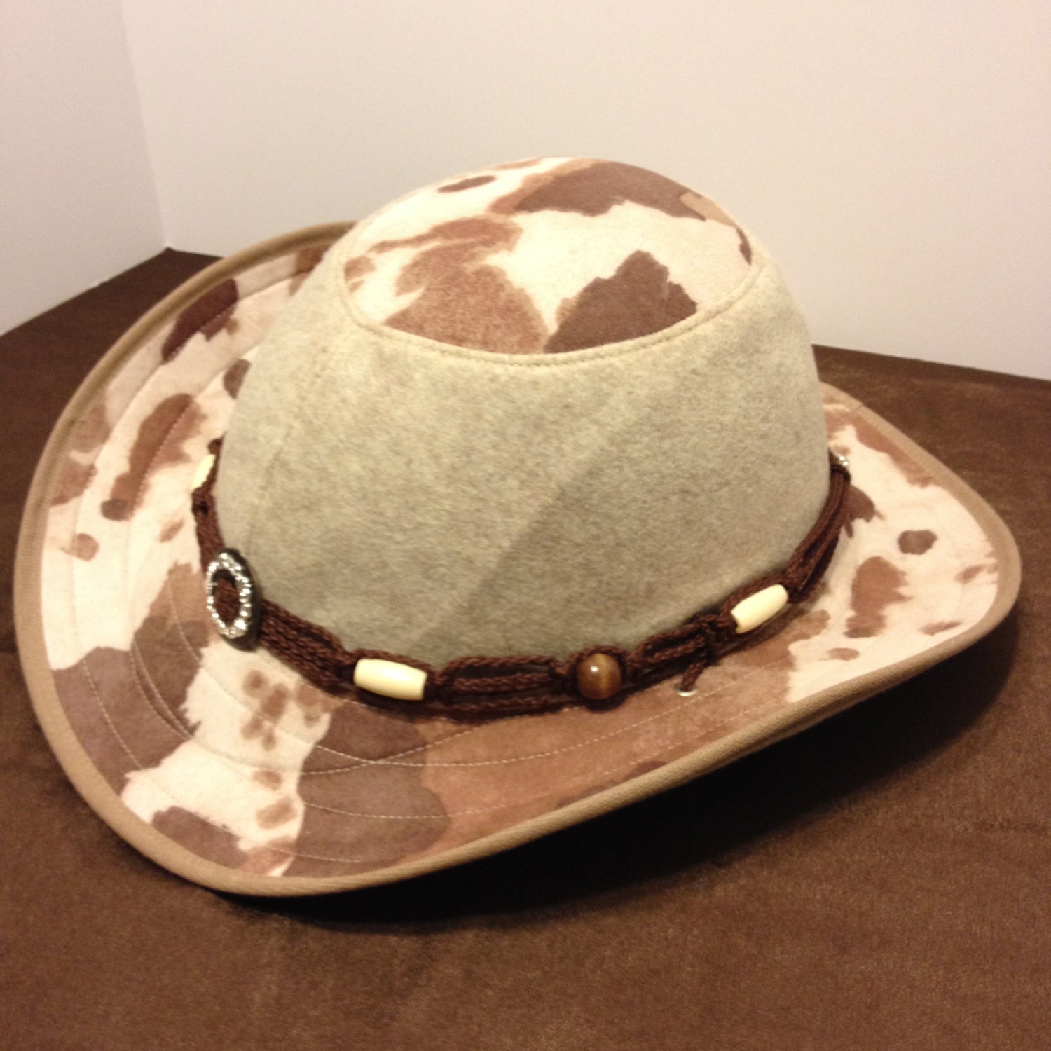 Western Style Equestrian helmet cover/ Bovine Print