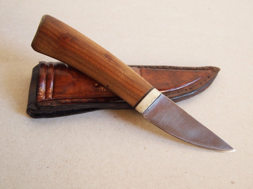 handmade knife cherry wood wooden handle short blade strong