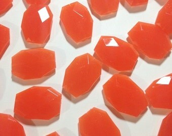 Large Orange Beads - 35x24mm slab nugget beads - acrylic jumbo craft supplies - burnt orange / tangerine