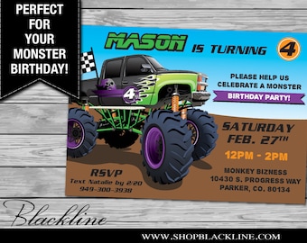 Monster Truck Birthday Invitations (PRINTED)