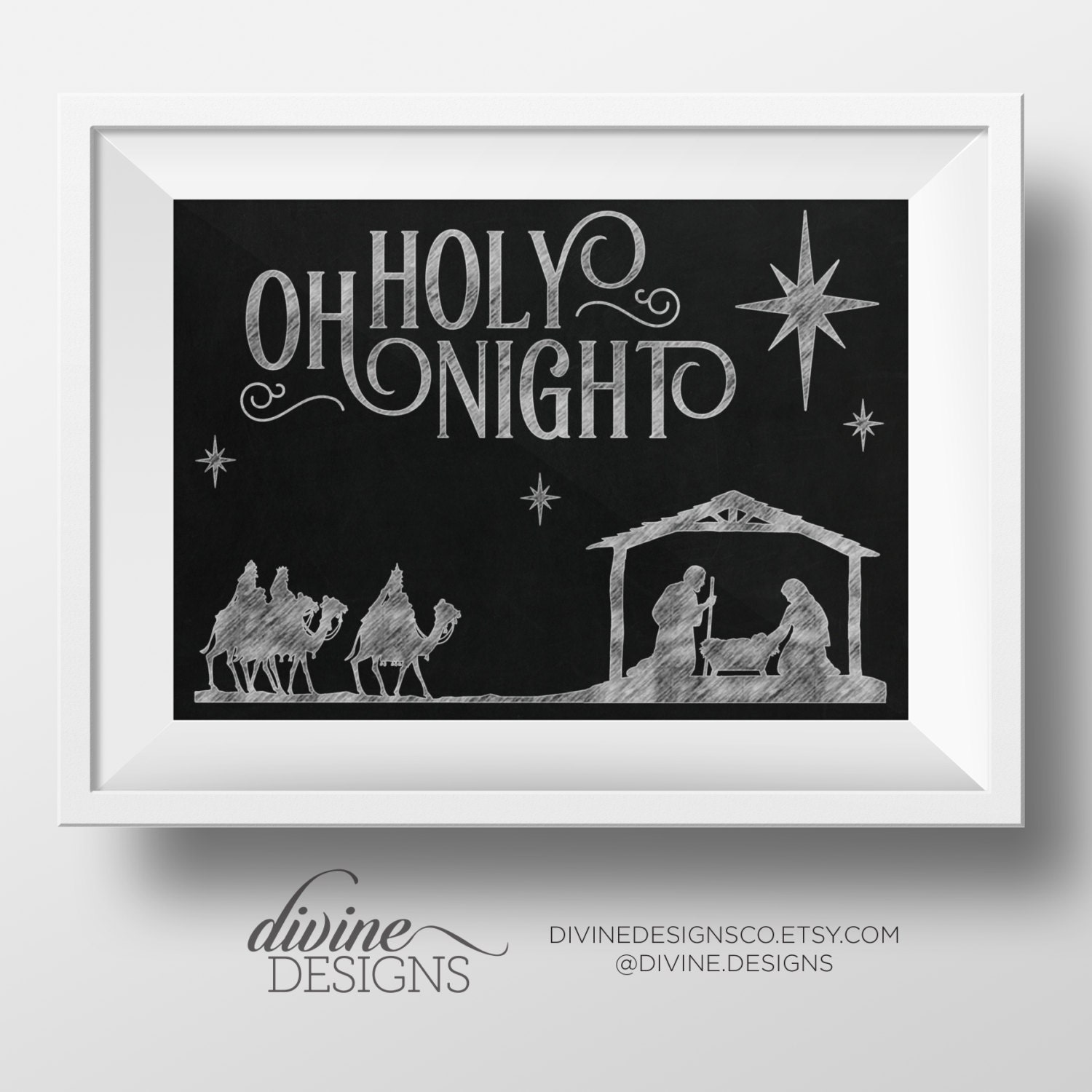 Christmas Nativity Scene with Quote O Holy Night