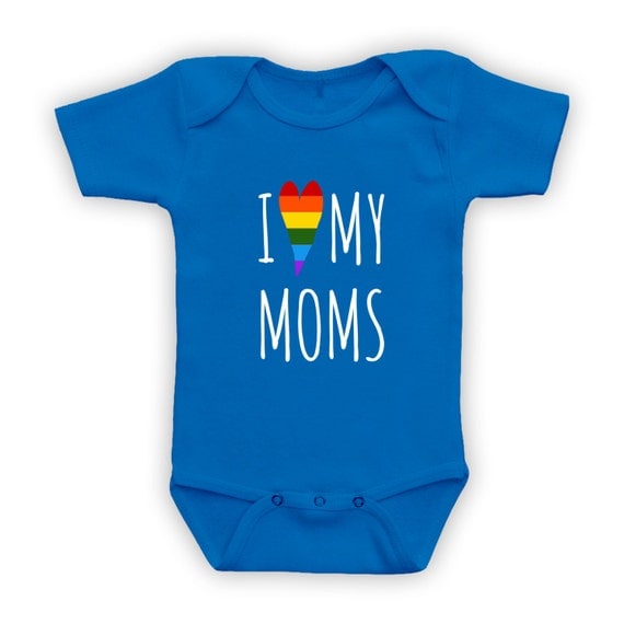 I heart My Moms Kids Shirt or Baby Bodysuit Onesie Lesbian