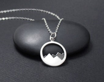 Mountain Necklace, Sterling Silver Mountain Range Pendant Charm, Nature Necklace, Nature Jewelry