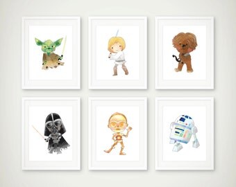 Star Wars Baby Print Set Star Wars Nursery Set Nursery Art